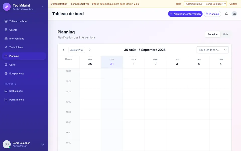 TechMaint : le planning des interventions.