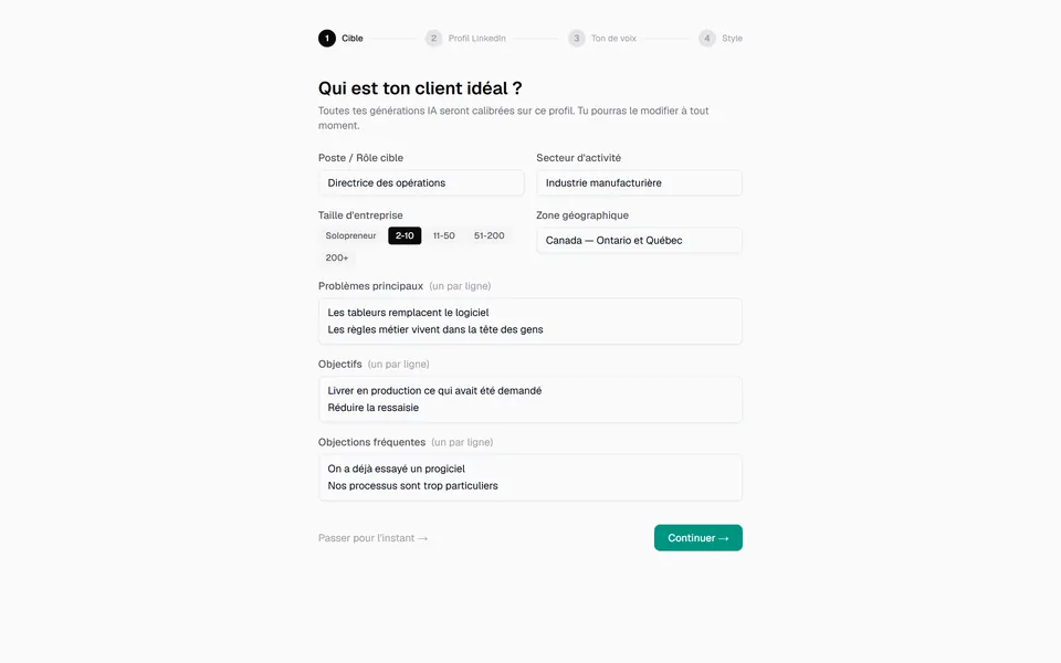 Growth Engine : la définition du client idéal, en quatre étapes.
